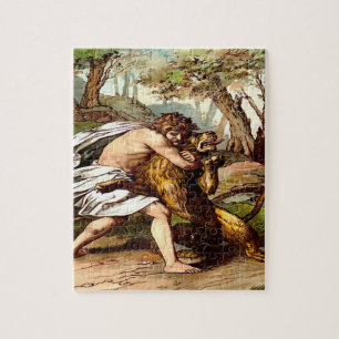 samson tuant une petite conception de puzzle de