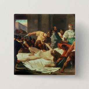 Samson verraden door Delilah (olie op canvas) Vierkante Button 5,1 Cm
