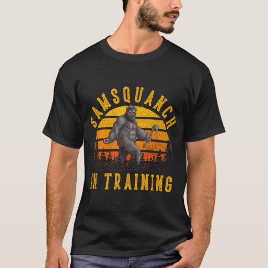 Samsquanch in Training Grappige Sasquatch Bijl Thr T-shirt (Voorkant)