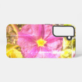 SAMSUNG GALAXY 21 Hoesje PAARSE BLOEMSTIJL ONTWERP (Achterkant horizontaal)