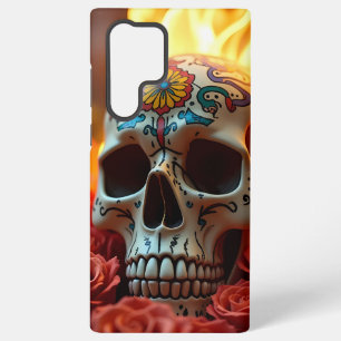 Samsung Galaxy Edgy Skull avec Rose et Coque de feu - iPhone