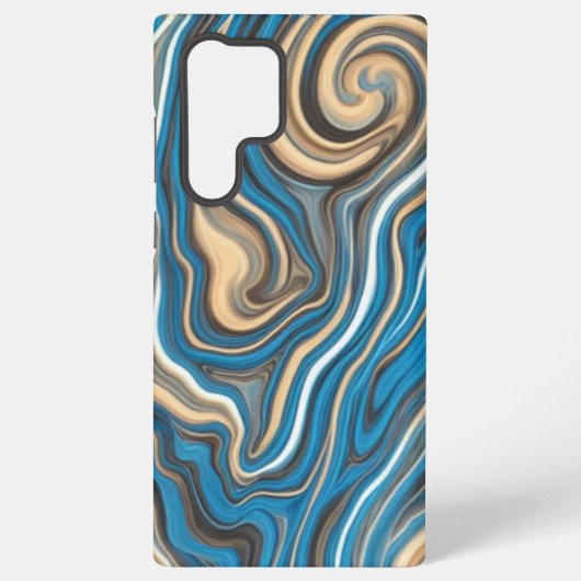 Samsung Galaxy Flèches bleues et dorées Vagues S22 Ultra Coque (Verso)