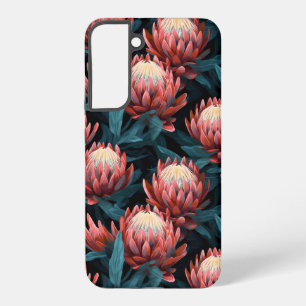 Samsung Galaxy Protea Floral Audacieux Corail Foncé Coque Résista