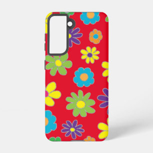 Samsung Galaxy S21 Red Flowery Phone Case Samsung Galaxy Hoesje