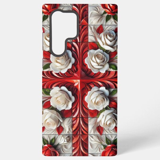 Samsung Galaxy S22 Ultra Hoesje Engelse Rozen (Achterkant)