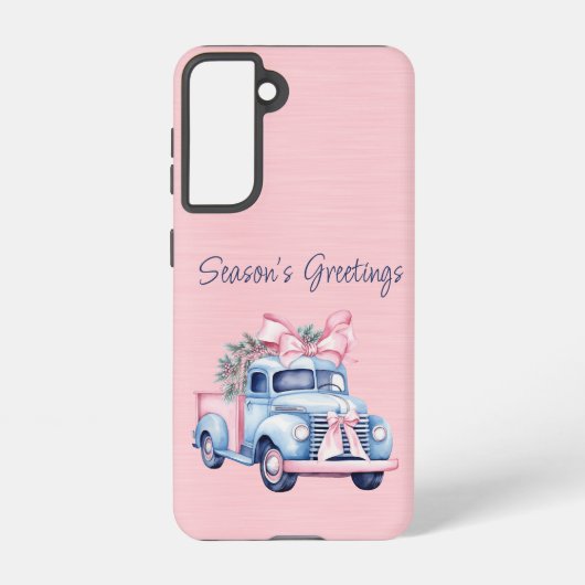 Samsung S21 Girly Roze en Blauw truck Samsung Galaxy Hoesje (Achterkant)