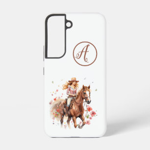 Samsung S22 roodharige vrouw op bruin paard Initia Samsung Galaxy Hoesje