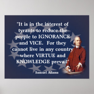 Samuel Adams citeert over onwetendheid en kennis Poster