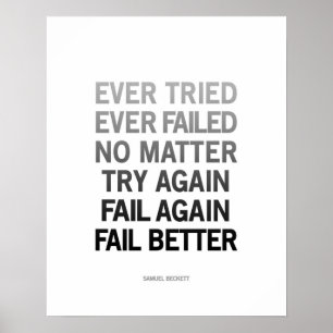 Samuel Beckett citeert poster Zwart-wit