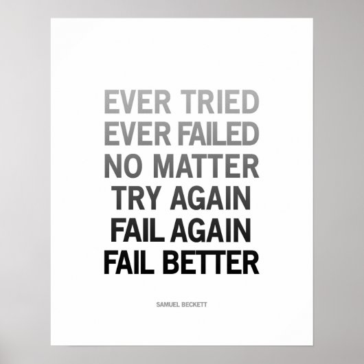 Samuel Beckett citeert poster Zwart-wit (Voorkant)