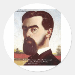 Samuel Butler "Leven/Muziek" Wijsheid Citaat Cadea Ronde Sticker