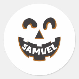 Samuel Jack O' Lantern Pompoen Kinder Custom Hallo Ronde Sticker