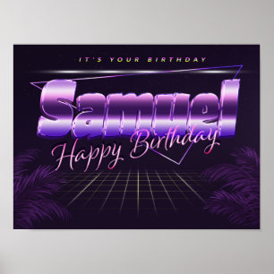 Samuel Nom Vorname lila retro Poster Geburtstag
