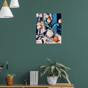 Samuel Peploe, Tulpen in een bruine vaas, Poster