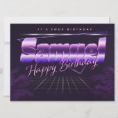 Samuel prénom carte rétro lilas anniversaire (Devant)