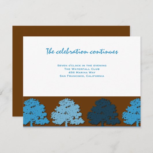 Samuel Reception Bar Mitzvah Wedding Blue Trees Kaart (Voorkant / Achterkant)