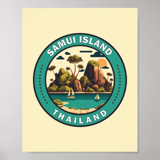 Samui Island Thailand Travel Art Badge Poster (Voorkant)