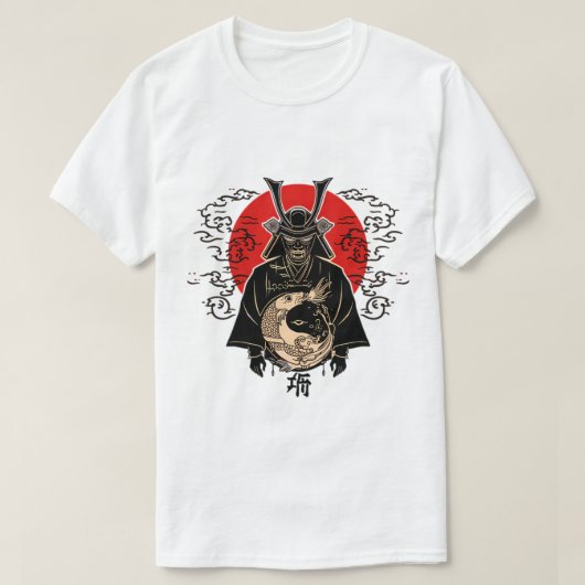  Samurai and Rising Sun – Japanese Art T-Shirt (Design devant)