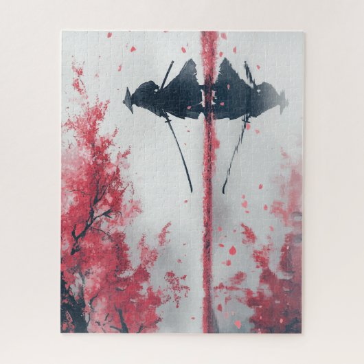 Samurai and Sakura – Japanese Warrior Art Legpuzzel (Verticaal)