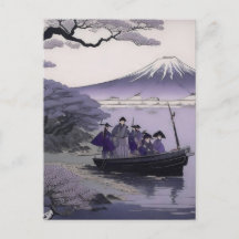 Samurai ansichtkaart Mount Fuji Japanse Kunst
