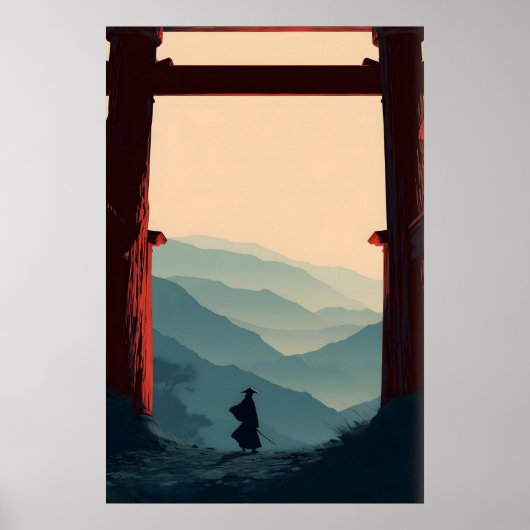 Samurai Berg Poster Eenzame Zwaardvechter, Torii (Voorkant)