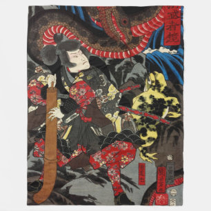 SAMURAI BESTRIJDT GIANT SNAKE TOAD FLEECE DEKEN