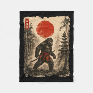 Samurai Bigfoot Japanese Sasquatch Ukiyo-e Fleece Deken