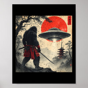 Samurai Bigfoot Japans Ufo Vintage Grafische Ukiyo Poster