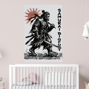 Samurai Bigfoot : Japanse krijger Sasquatch Kunst Poster