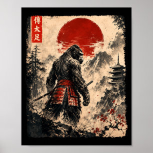 Samurai Bigfoot Japanse Vintage Grafische Funny Poster