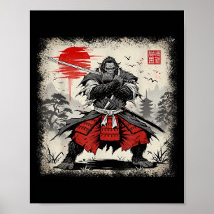 Samurai Bigfoot Japanse Vintage Ukiyo-e Art Warri Poster