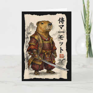 Samurai Bosmarmot Japans Kunst Krijger Dierenliefd Kaart