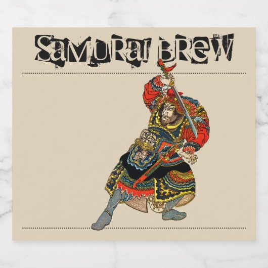 Samurai Brew bier flesetiket Etiket (Enkel label)