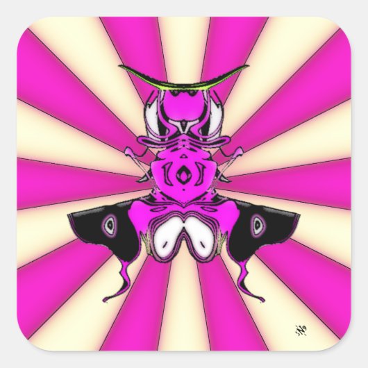 Samurai bug vierkante sticker (Voorkant)