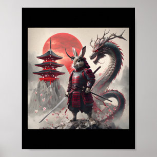Samurai Bunny Konijn Grafisch krijger Japans konij Poster