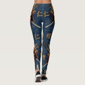 Samurai Bushido Code Deugden Naadloos Patroon Leggings (Achterkant)