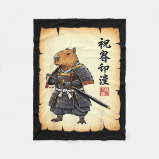 Samurai Capybara Japanese Art Vintage Graphic Funn Fleece Deken
