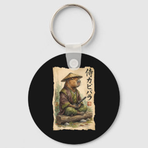 Samurai Capybara Japanse Kunst Vintage Grafisch Gr Sleutelhanger