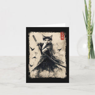 Samurai Cat Graphic T-shirt Warrior  Japans A Kaart