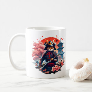 Samurai Cat Graphic Warrior  Japanse anime Koffiemok