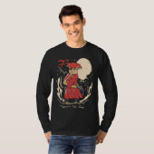 Samurai Cat Illustration  Japanese Cute Graphic T-shirt (Voorkant volledig)