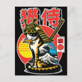 Samurai Cat Japanese Wave – Carte postale Guerrier (Devant)