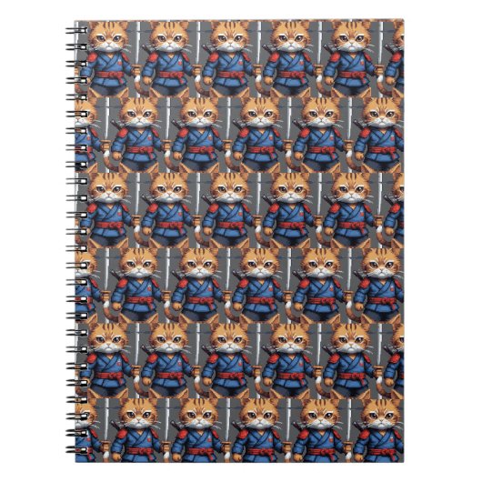 Samurai Cat Pixel Art Notitieboek (Voorkant)