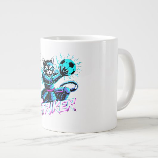Samurai Cat Striker Mug - For Soccer Fans Extra Grote Beker (Voorkant rechts)