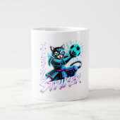Samurai Cat Striker Mug - For Soccer Fans Extra Grote Beker (Voorkant)
