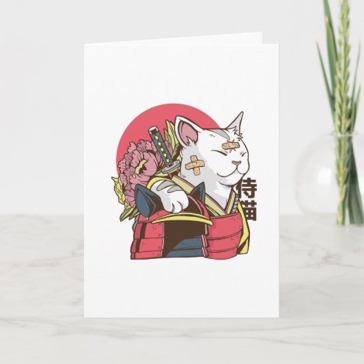 Samurai Cat - Vaporgolf Cat Kaart (Voorkant)