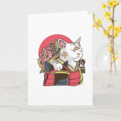 Samurai Cat - Vaporgolf Cat Kaart (Gele Bloem)