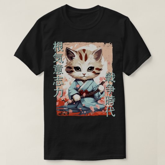 Samurai Cat Warrior Japans Ninja Kat Kawaii 1 T-shirt (Design voorkant)