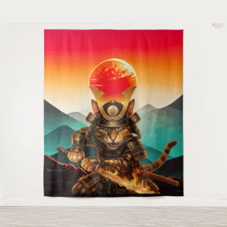 Samurai Cat Warrior Legend Wall Tapestry Wandkleed