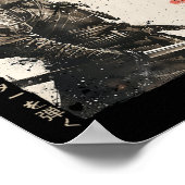 Samurai Cat Warrior Ukiyo Ink Kunstwerk Cat Samura Poster (Hoek)